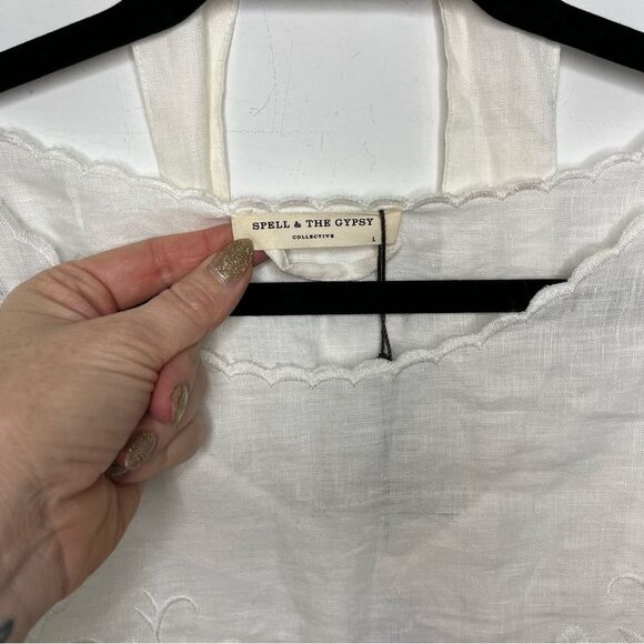 Spell Lala Linen Shift Dress L - Picture 4 of 7